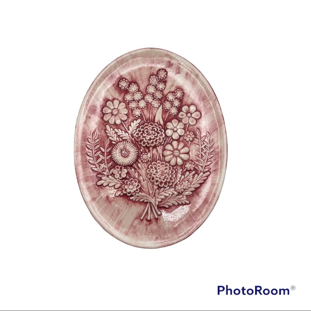 Vintage Pink Flower Plate